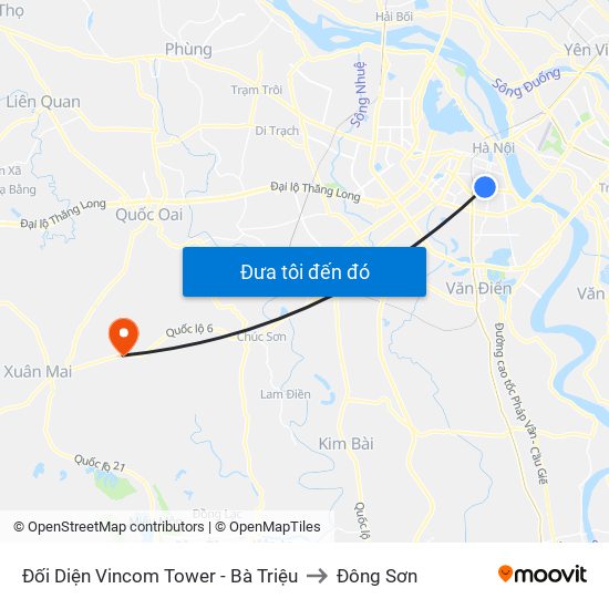 Đối Diện Vincom Tower - Bà Triệu to Đông Sơn map