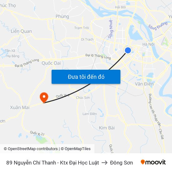 89 Nguyễn Chí Thanh - Ktx Đại Học Luật to Đông Sơn map