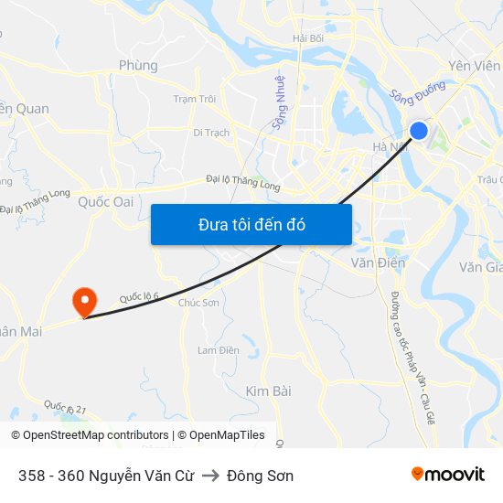 358 - 360 Nguyễn Văn Cừ to Đông Sơn map