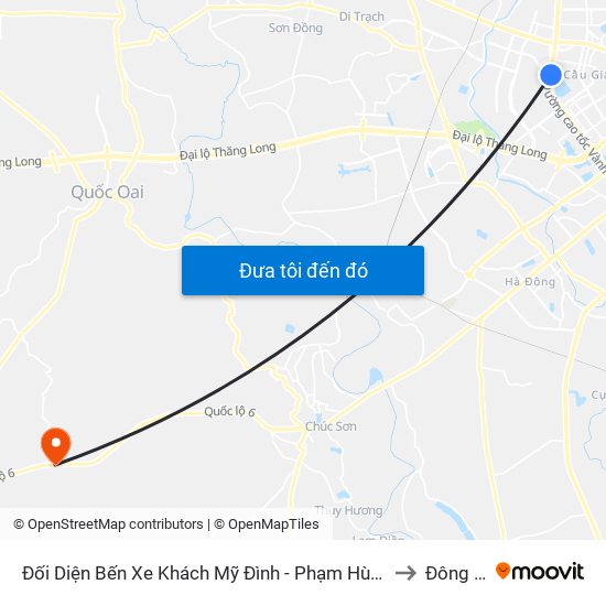 Đối Diện Bến Xe Khách Mỹ Đình - Phạm Hùng (Cột Trước) to Đông Sơn map