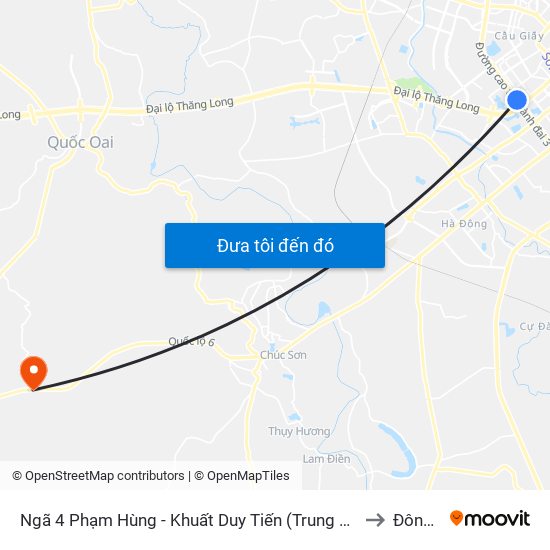 Ngã 4 Phạm Hùng - Khuất Duy Tiến (Trung Tâm Hội Nghị Quốc Gia) to Đông Sơn map