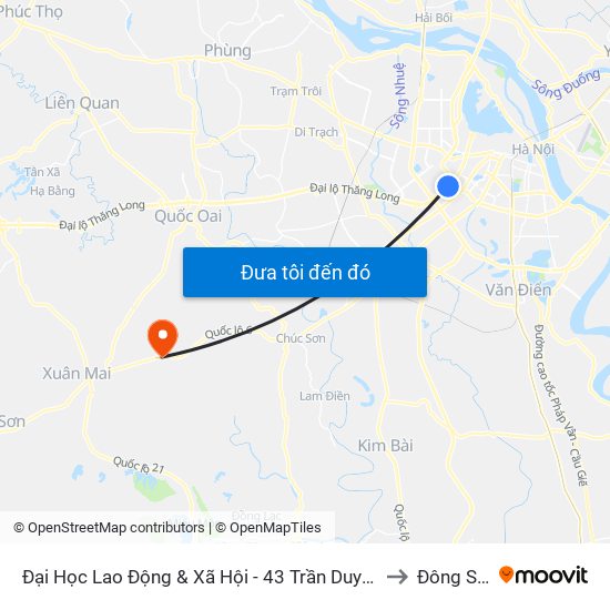 Đại Học Lao Động & Xã Hội - 43 Trần Duy Hưng to Đông Sơn map