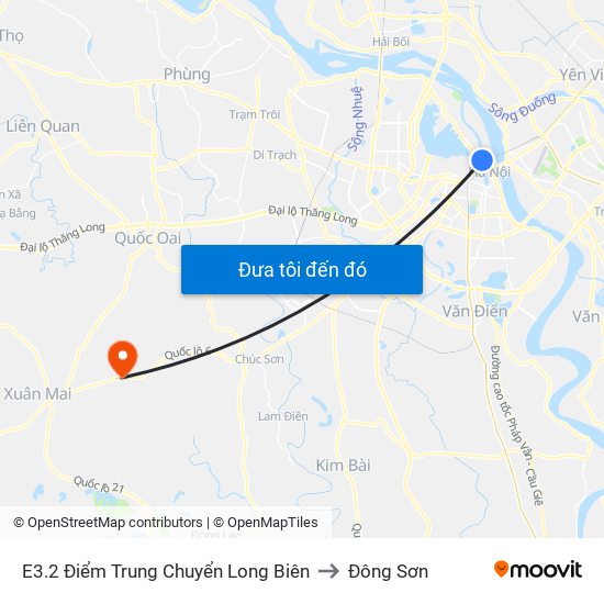 E3.2 Điểm Trung Chuyển Long Biên to Đông Sơn map