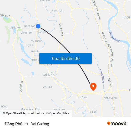 Đồng Phú to Đại Cường map