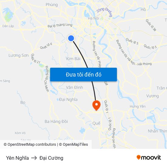 Yên Nghĩa to Đại Cường map