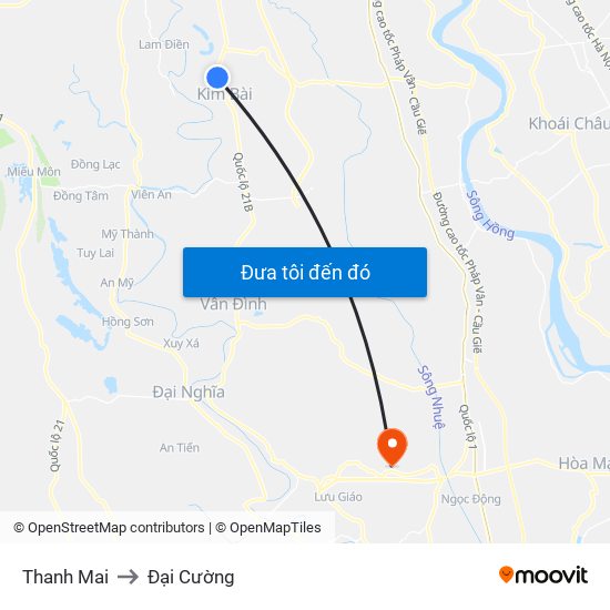 Thanh Mai to Đại Cường map
