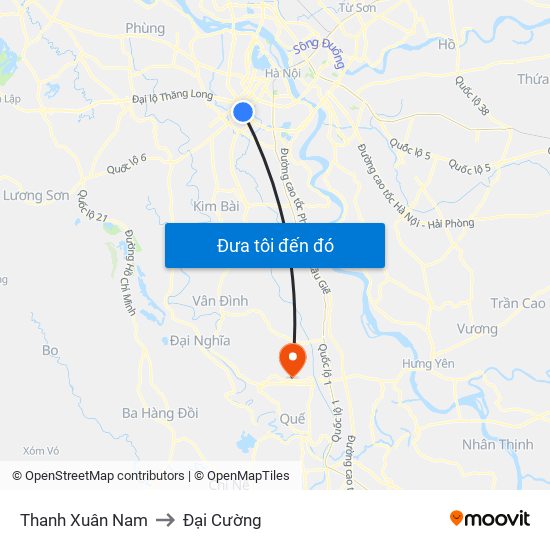 Thanh Xuân Nam to Đại Cường map