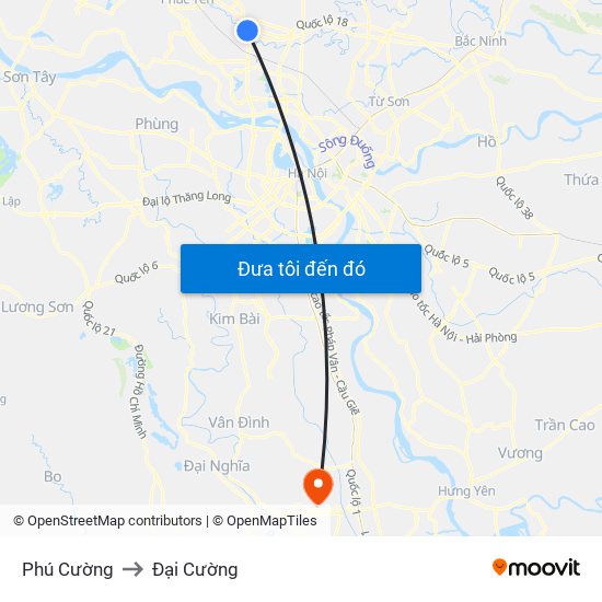 Phú Cường to Đại Cường map