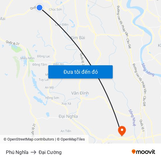 Phú Nghĩa to Đại Cường map