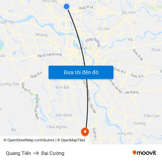 Quang Tiến to Đại Cường map