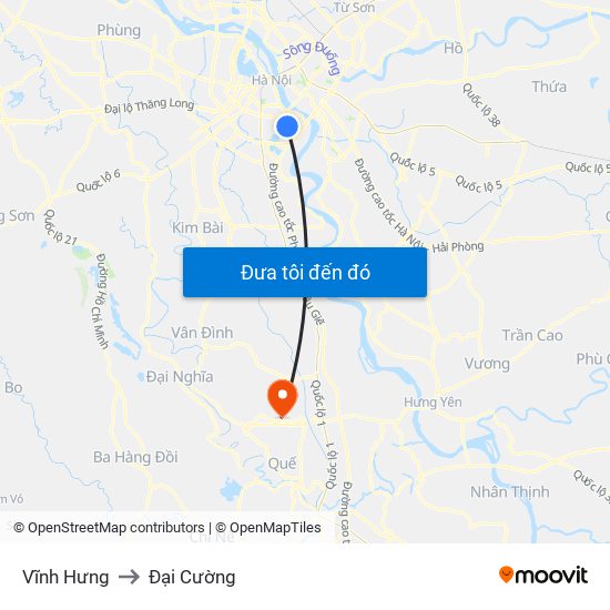 Vĩnh Hưng to Đại Cường map