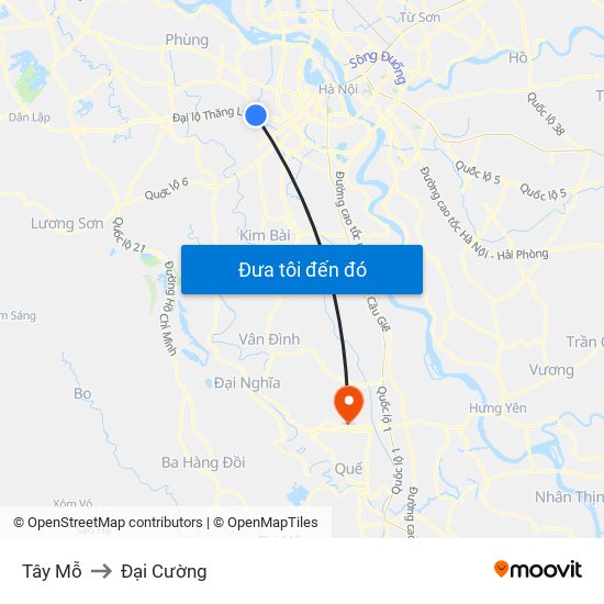 Tây Mỗ to Đại Cường map