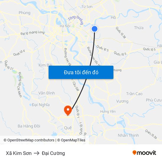 Xã Kim Sơn to Đại Cường map