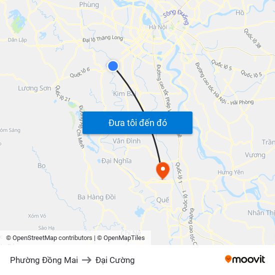 Phường Đồng Mai to Đại Cường map