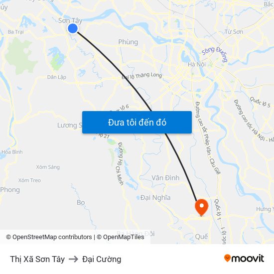 Thị Xã Sơn Tây to Đại Cường map