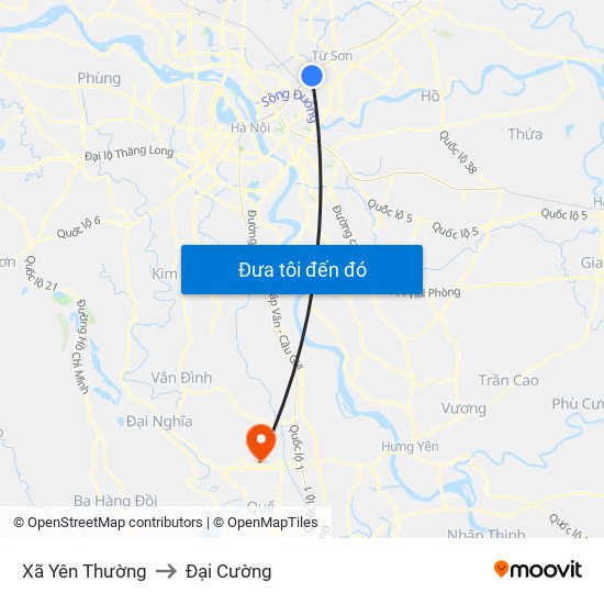 Xã Yên Thường to Đại Cường map