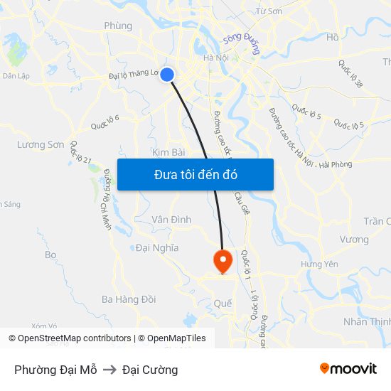 Phường Đại Mỗ to Đại Cường map