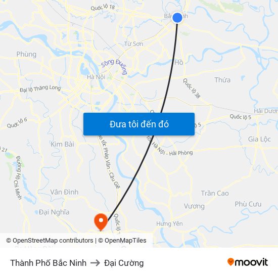 Thành Phố Bắc Ninh to Đại Cường map