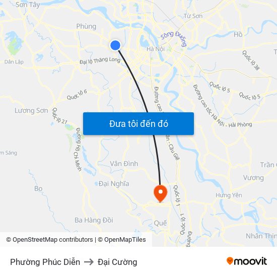 Phường Phúc Diễn to Đại Cường map