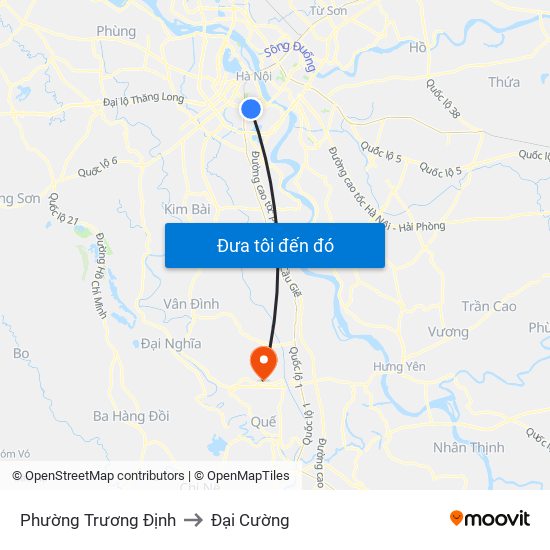 Phường Trương Định to Đại Cường map