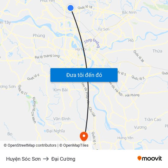 Huyện Sóc Sơn to Đại Cường map