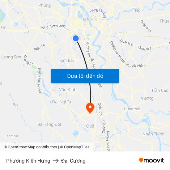 Phường Kiến Hưng to Đại Cường map