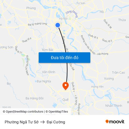 Phường Ngã Tư Sở to Đại Cường map