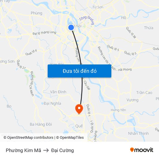 Phường Kim Mã to Đại Cường map