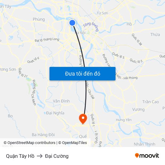 Quận Tây Hồ to Đại Cường map