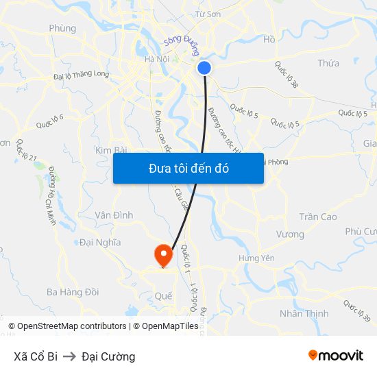 Xã Cổ Bi to Đại Cường map