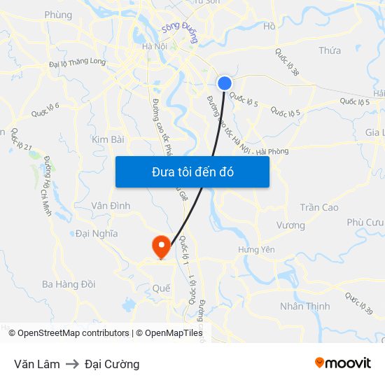 Văn Lâm to Đại Cường map