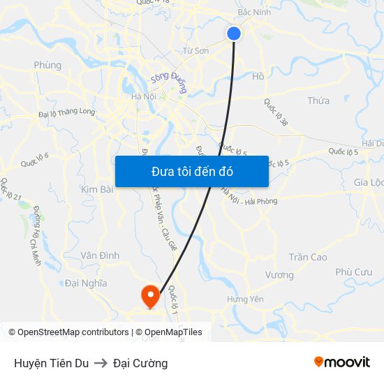 Huyện Tiên Du to Đại Cường map