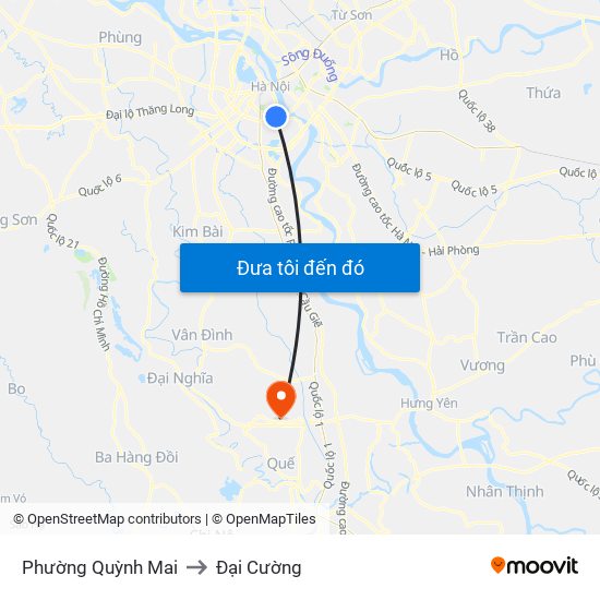 Phường Quỳnh Mai to Đại Cường map