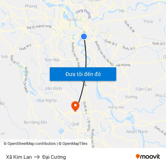 Xã Kim Lan to Đại Cường map