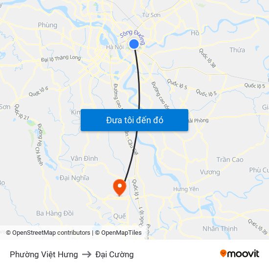 Phường Việt Hưng to Đại Cường map