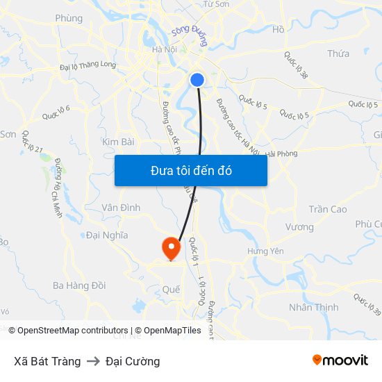 Xã Bát Tràng to Đại Cường map