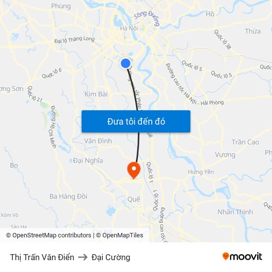 Thị Trấn Văn Điển to Đại Cường map