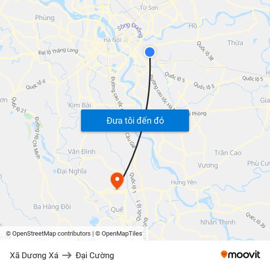 Xã Dương Xá to Đại Cường map