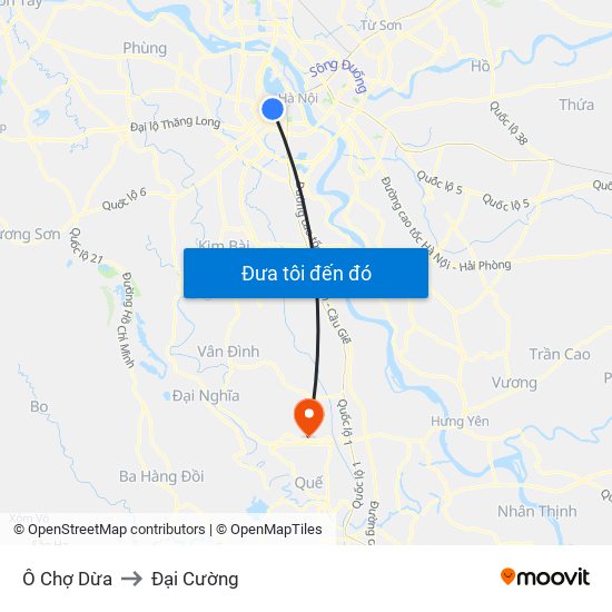 Ô Chợ Dừa to Đại Cường map