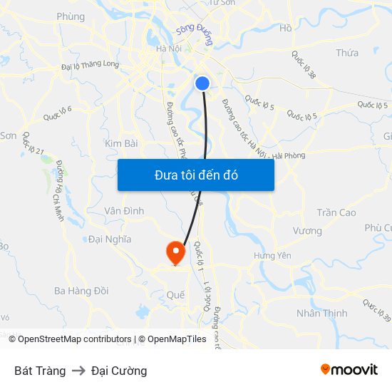 Bát Tràng to Đại Cường map