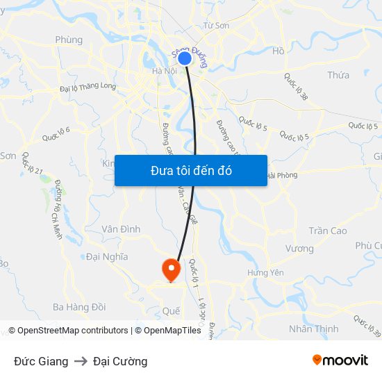 Đức Giang to Đại Cường map