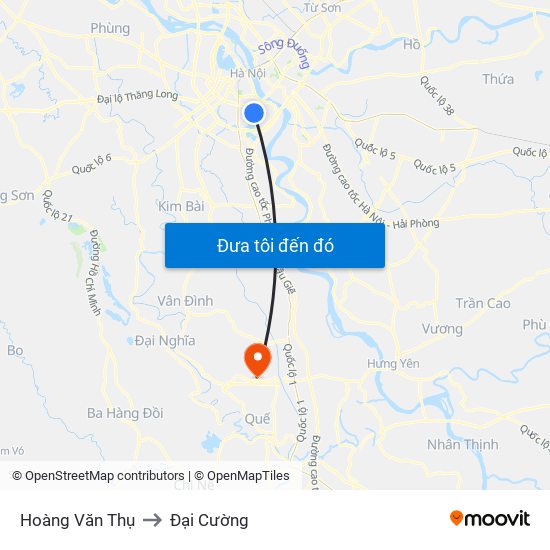 Hoàng Văn Thụ to Đại Cường map