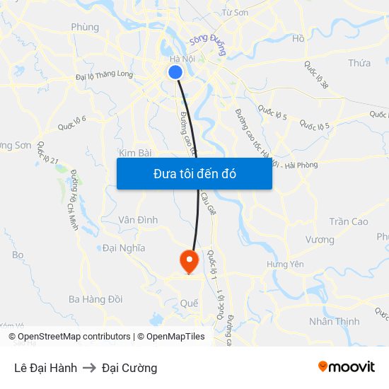 Lê Đại Hành to Đại Cường map