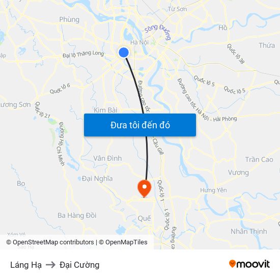 Láng Hạ to Đại Cường map