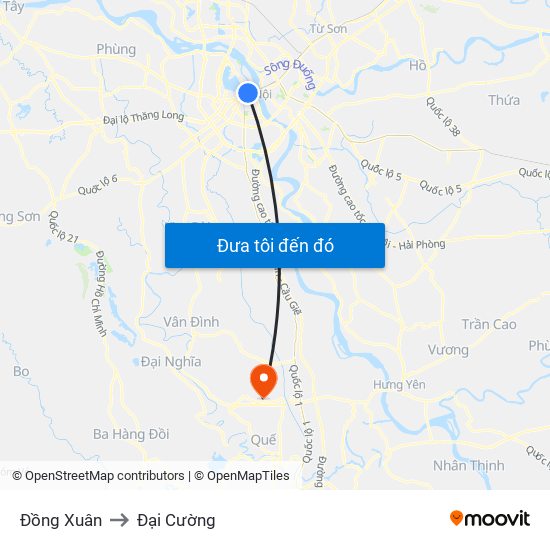 Đồng Xuân to Đại Cường map