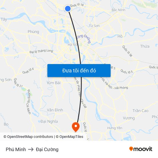 Phú Minh to Đại Cường map