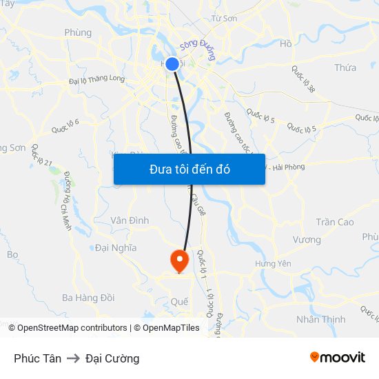 Phúc Tân to Đại Cường map