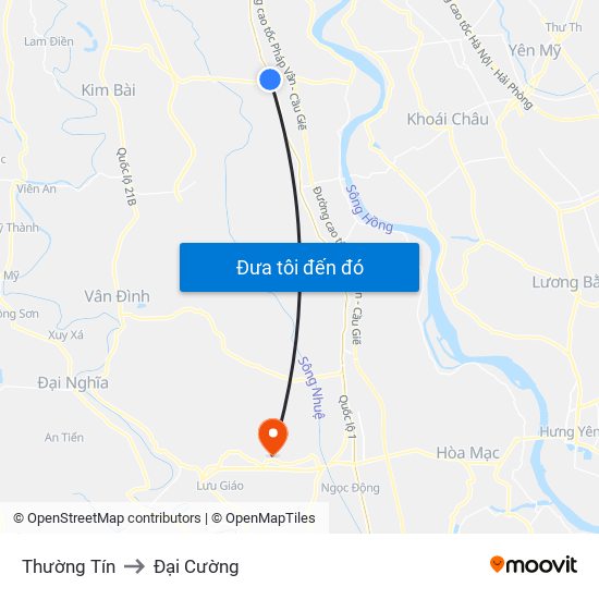 Thường Tín to Đại Cường map