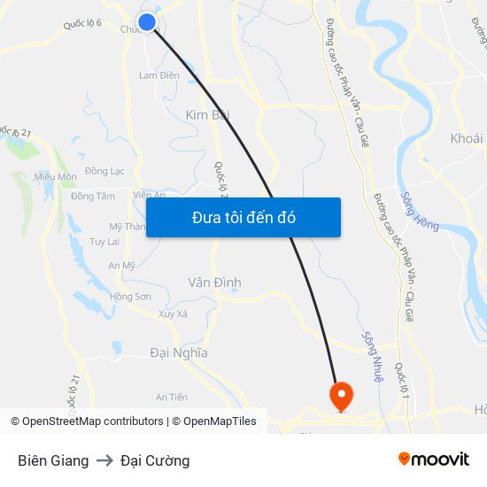 Biên Giang to Đại Cường map