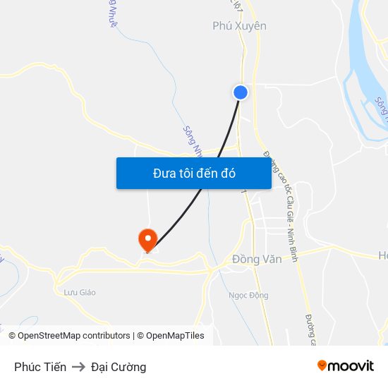 Phúc Tiến to Đại Cường map